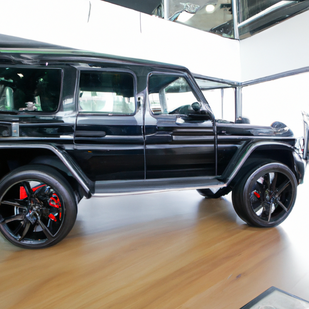 Mercedes-Benz G63 AMG preto em showroom moderno