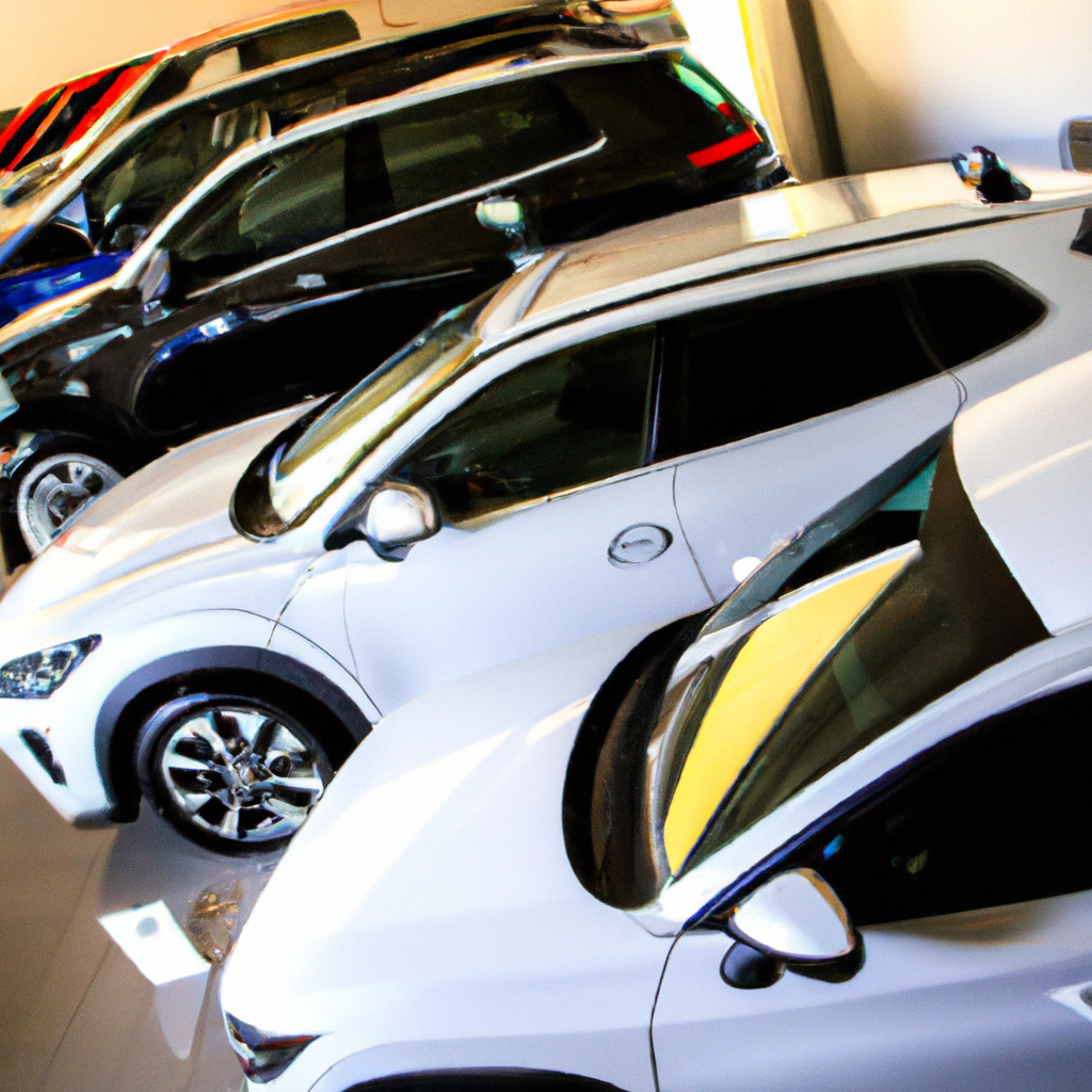 Showroom de carros de luxo com iluminação moderna e design sofisticado